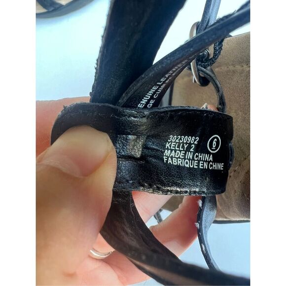 Earth Spirit Sandals Women Size 6 Black Leather Kelly Low Wedge Gladiator Strapp - Picture 3 of 10